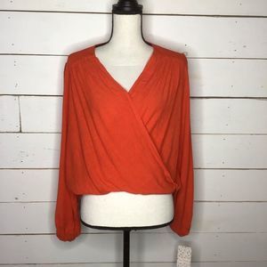 New Free People Check On It Wrap Top Flame Red